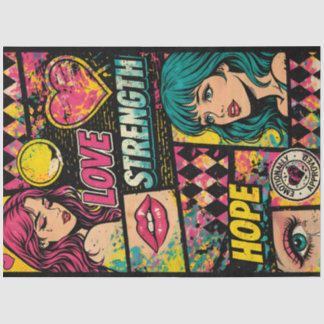 Papel De Seda Comic Pop Art Decoupage Paper Love Strength Hope 