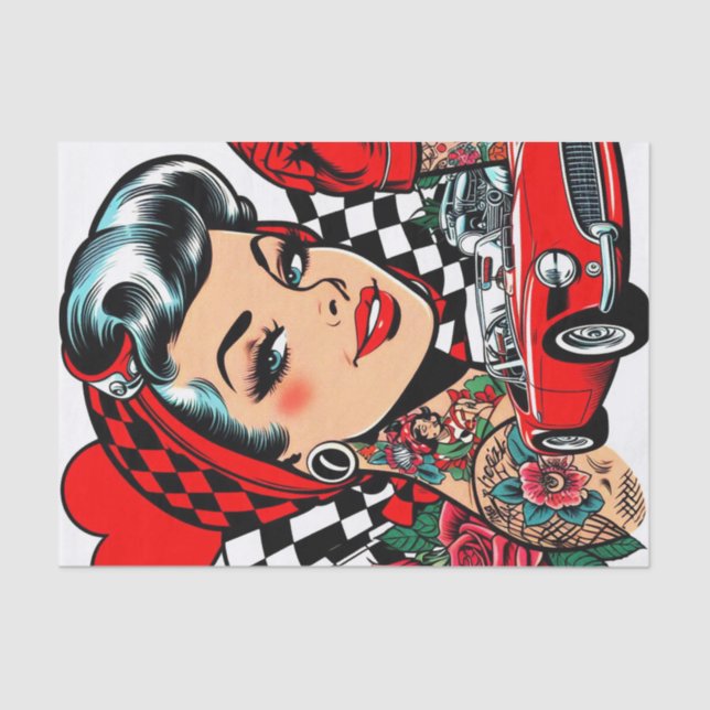 Papel De Seda Comic Retro Rockabilly Girl (Frente )
