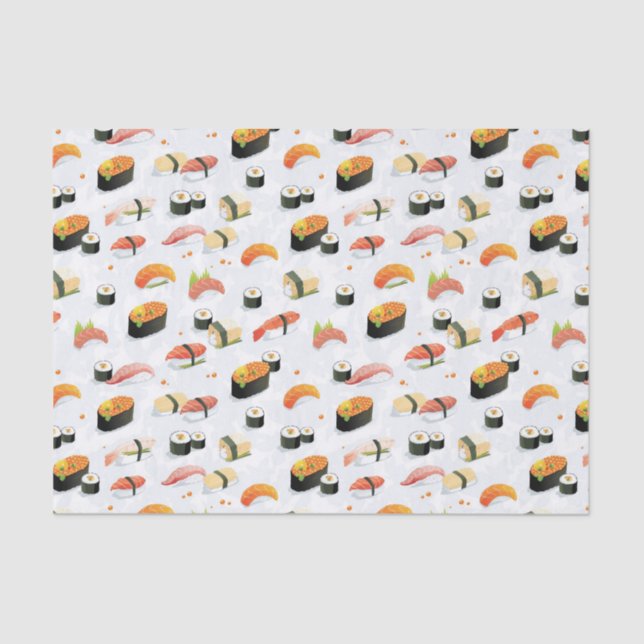 Papel De Seda Comida japonesa:Padrão Sushi (Frente )