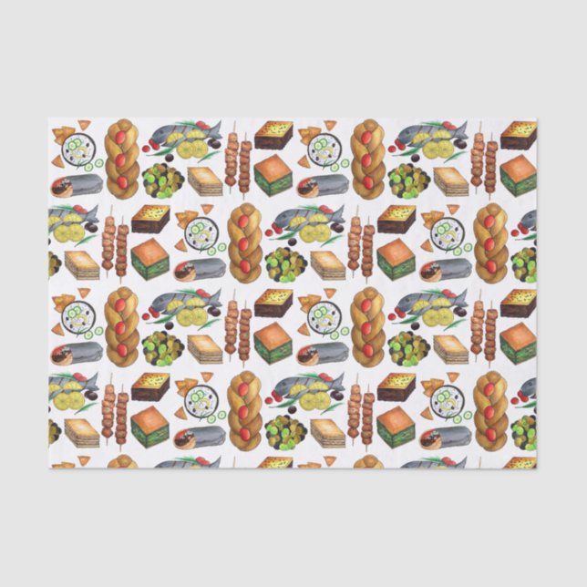 Papel De Seda Comidas mediterrânicas Impressão grécia da Grécia  (Frente )