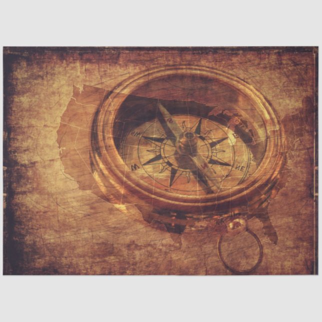 Papel De Seda Compass Grunge 20x30 Decoupage (Frente )