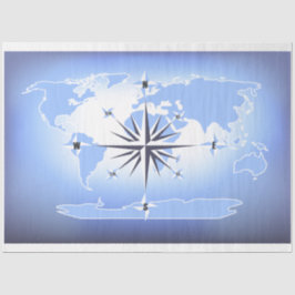 Papel De Seda Compass Rosa World Map Decoupage