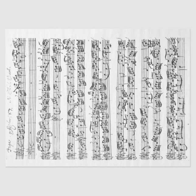Papel De Seda Composição 1700 Music Fugue Manuscrita com Nota (Frente )