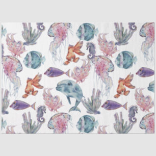 Papel De Seda Composição de Aquarela Subaquático Série Design 2