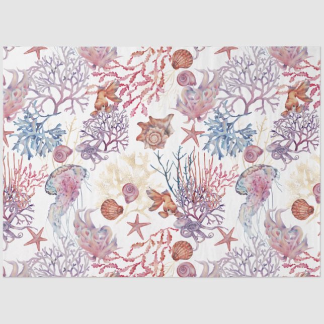 Papel De Seda Composição de Aquarela Subaquático Série Design 3 (Frente )