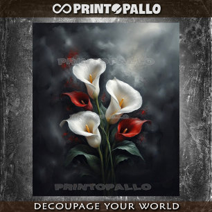 Papel De Seda Composição de flores de lírios calla #2 em preto