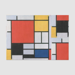 Papel De Seda Composição de Piet Mondrian Vermelho Amarelo Azul