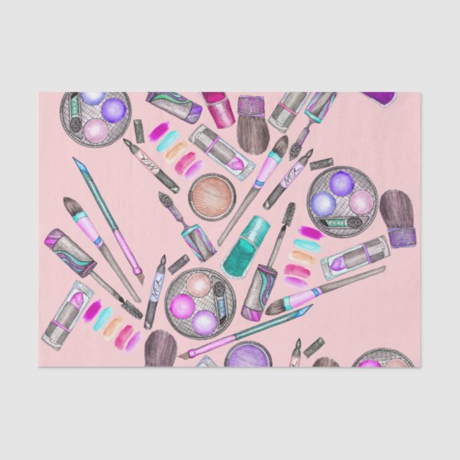 Papel De Seda Composição pintado mão da aguarela da menina (Frente )