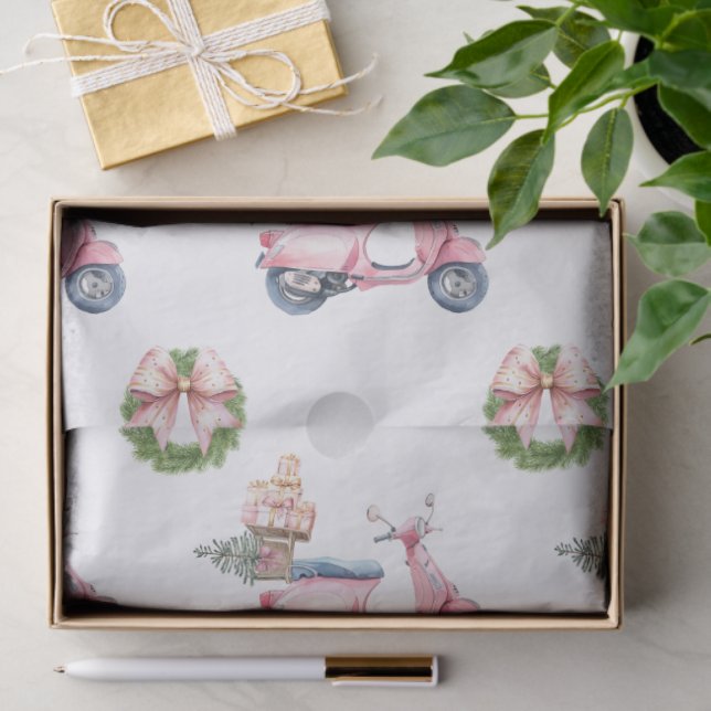 Papel De Seda Compras de Natal de Scooter Rosa (Presente)