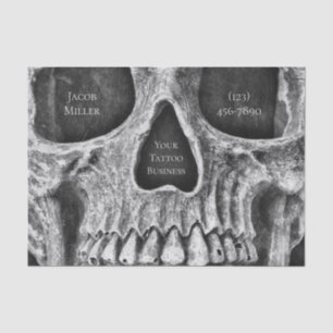 Papel De Seda Compro De Tatuagem Branca E Preto Do Crânio Gótico