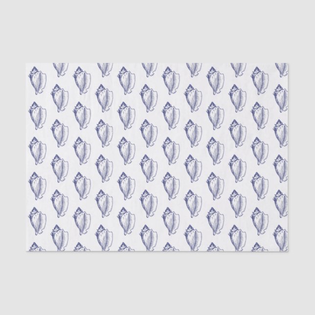 Papel De Seda Concha Azul Estilizada Vintage (Frente )
