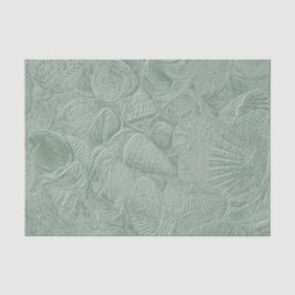 Papel De Seda Concha Marinha Praia Costeira Sage Verde Decoupage