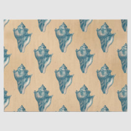 Papel De Seda Conchas Azuis na Decoupage do Tom