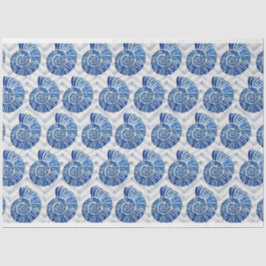 Papel De Seda Conchas azuis sobre fundo de fêmur azul