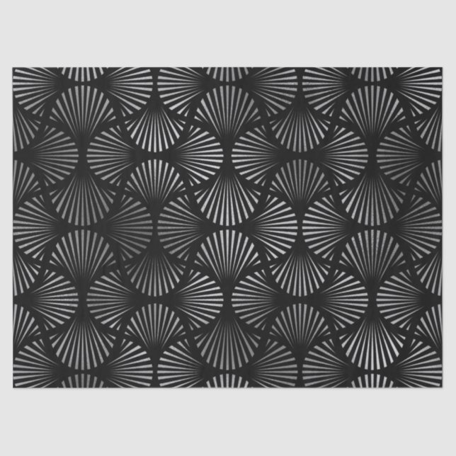 Papel De Seda Conchas de Deco de Arte Prateada na Decoupage Pret (Frente )