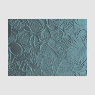 Papel De Seda Conchas de Moluscos Azul-petróleo Decoupage Metáli