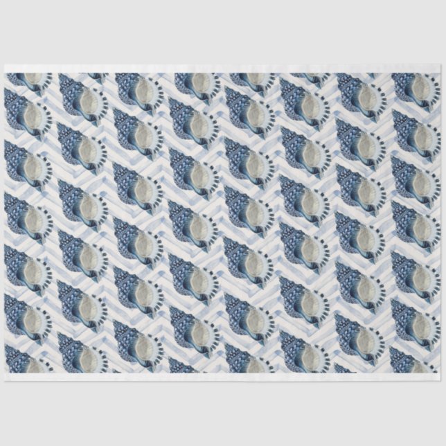 Papel De Seda Conchas de pântano Bluegreen no pântano chevron (Frente )