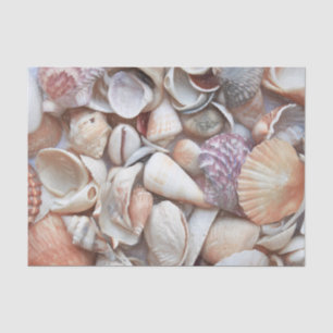Papel De Seda Conchas Desenho Oceano Náutico Praia Decoupagem