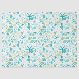 Papel De Seda Conchas e Starfish