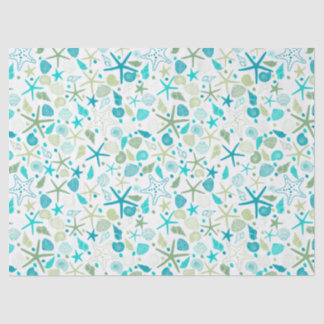 Papel De Seda Conchas e Starfish