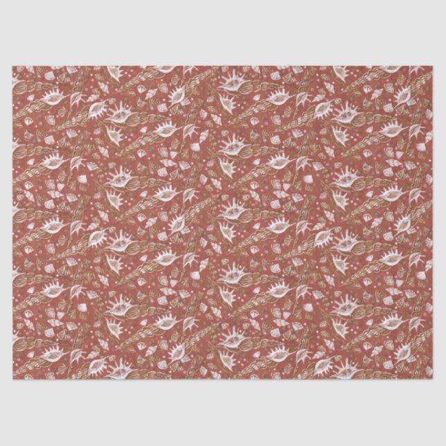 Papel De Seda Conchas marítimas do conchas marítimas Padrão náut (Frente )