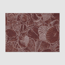 Papel De Seda Conchas Marrons Branco Tom Terra Oceano Praia