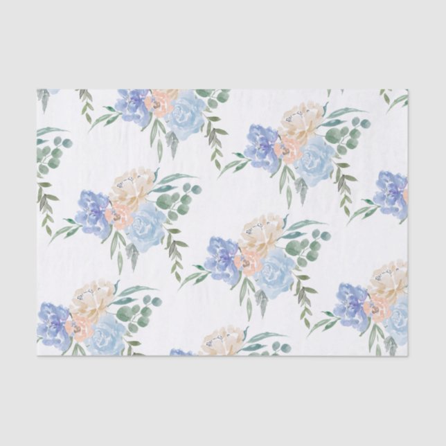 Papel De Seda Concurso de Casamento Dusty Blue Florals (Frente )