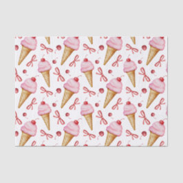 Papel De Seda Cone de Sorvete Rosa Arco de Aquarela