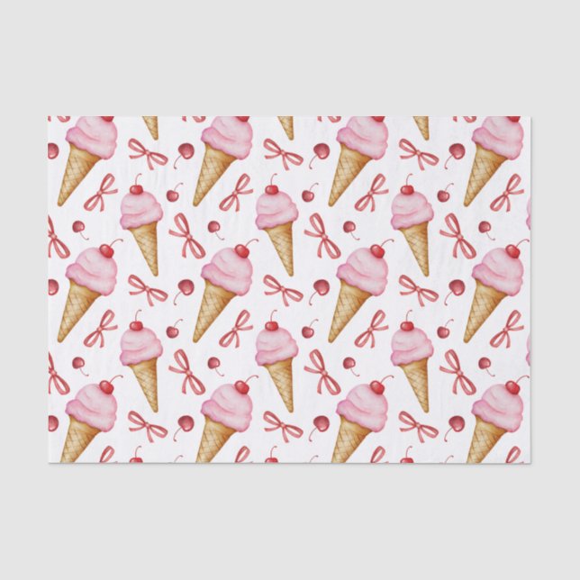 Papel De Seda Cone de Sorvete Rosa Arco de Aquarela (Frente )