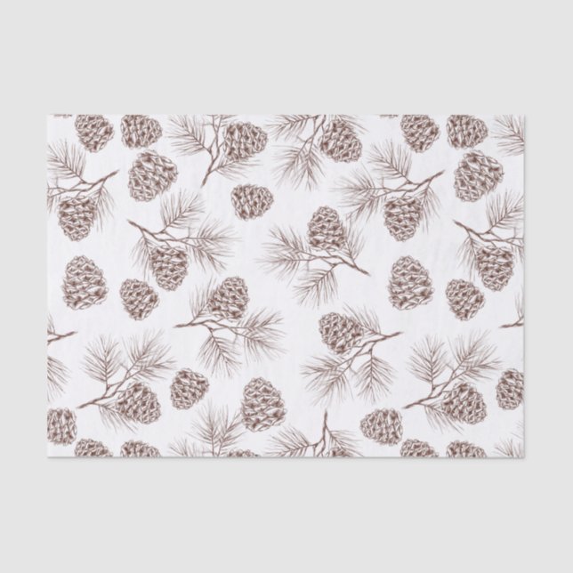 Papel De Seda Cones do abeto vermelho do cedro da árvore de (Frente )