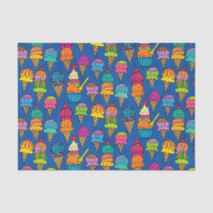 Papel De Seda Cones do sorvete no azul