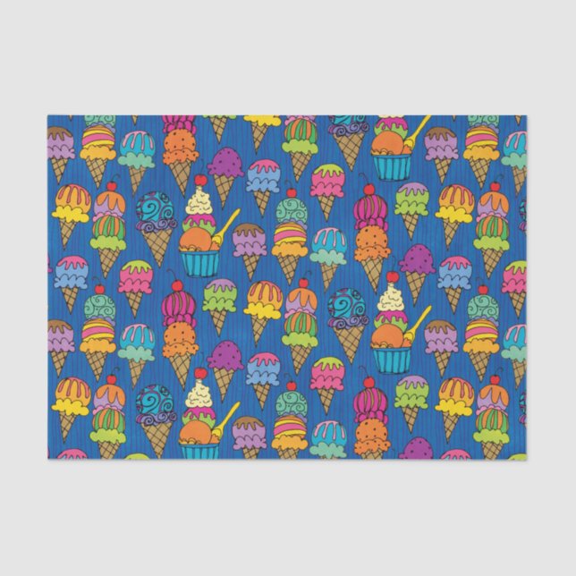 Papel De Seda Cones do sorvete no azul (Frente )