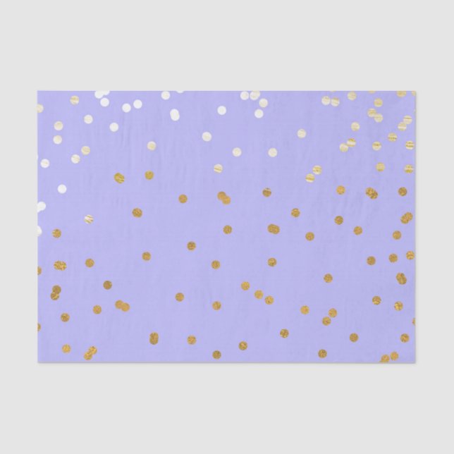 Papel De Seda Confete de Pontos Roxo e Dourado Glamour Moderno (Frente )