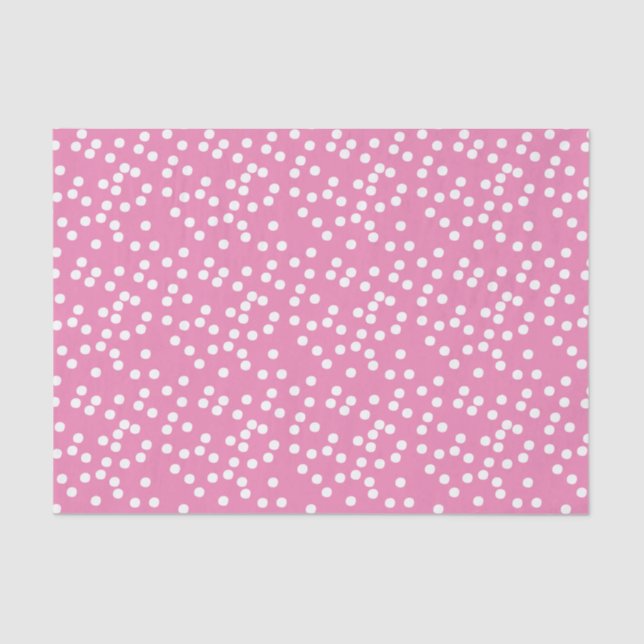 Papel De Seda Confetti branco e rosa-quente, bonito / Polkadots (Frente )