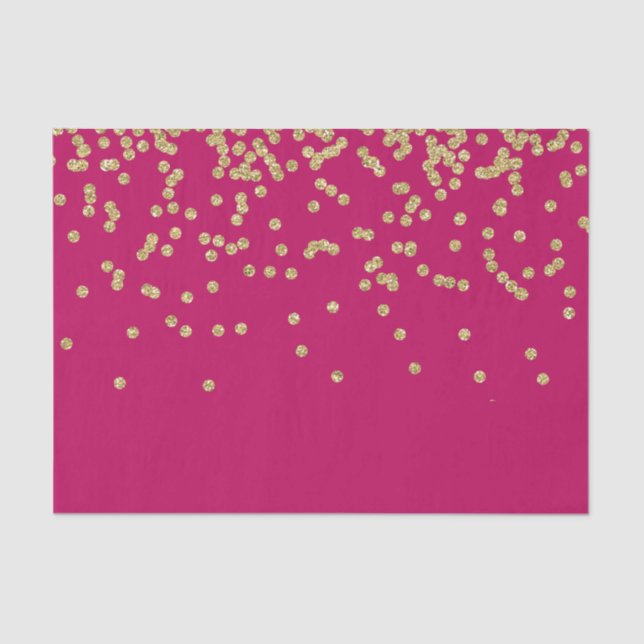 Papel De Seda Confetti Dourado e rosa quente (Frente )
