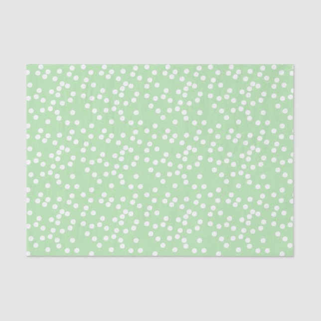 Papel De Seda Confetti Verde e Branco de Pastel Gelado / Polkado (Frente )
