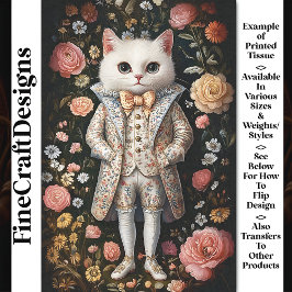 Papel De Seda Conjunto Bordado Barroco White Cat CB7 Decoupage