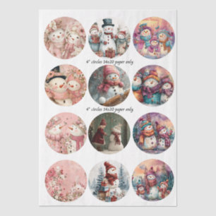 Papel De Seda Conjunto de 12 porta-copos de neve decoupage de 10