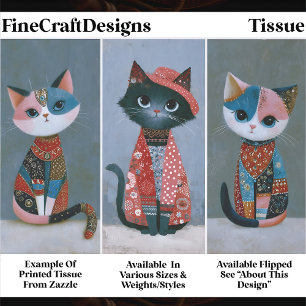 Papel De Seda Conjunto de Gato Boho Caprichoso Fofo, Decoupage E