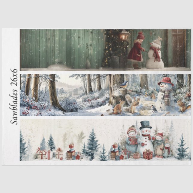 Papel De Seda Conjunto de Serra de Inverno Decoupage 26x6  (Frente )