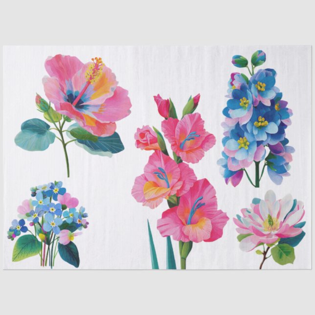 Papel De Seda conjunto floral de aquarela (Frente )