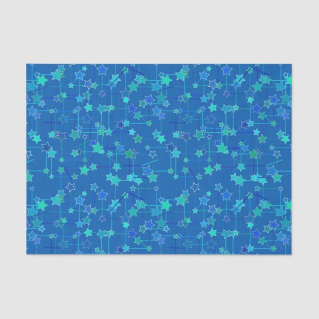 Papel De Seda Constelação abstrato de Estrelas, Azul Cobalto (Frente )