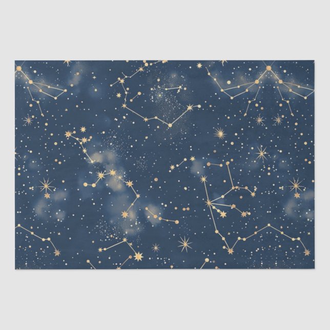 Papel De Seda Constelação Celeste - Noite Estrelada (Frente )