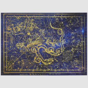 Papel De Seda Constelação Celestial de Draco Dourado