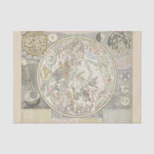 Papel De Seda Constelação de Zodiac do Mapa Celestial das Estrel