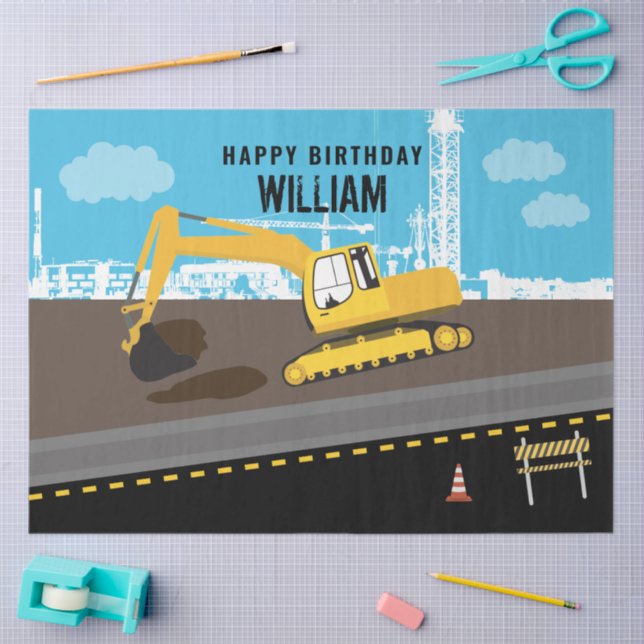 Papel De Seda Construção de Caminhões de Escavador (Arte )