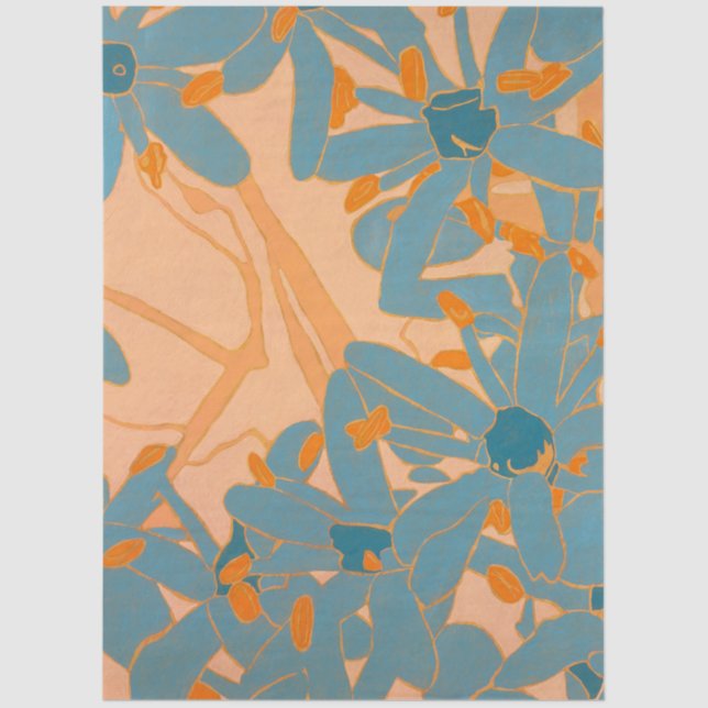 Papel De Seda Contemporary Leaf Design in Peach (Frente )