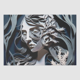 Papel De Seda Conto de Fada Azul Moderno Mulher Fúturística