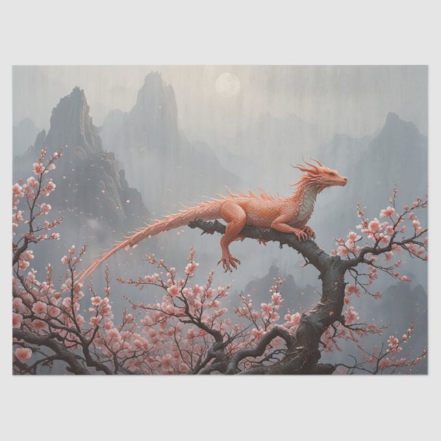 Papel De Seda conto de fadas do dragão em primavera (Frente )