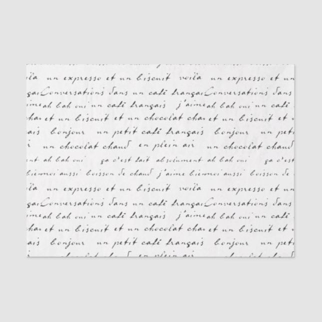 Papel De Seda Conversas de Café Francês Palavras e Frases Negras (Frente )